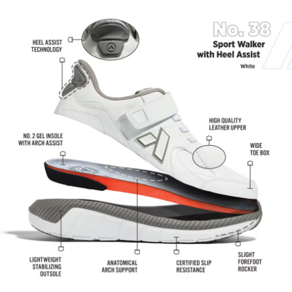 Quick Ship Anodyne No. 38 Men's Sport Walker w/ Heel Assist-White