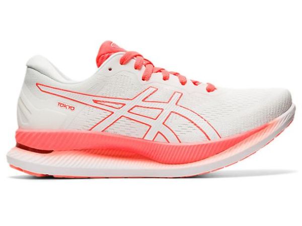 ASICS SHOES | GLIDERIDE - White/Sunrise Red