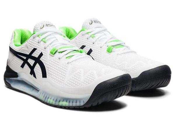 ASICS SHOES | GEL-RESOLUTION 8 (2E) - White/Green Gecko