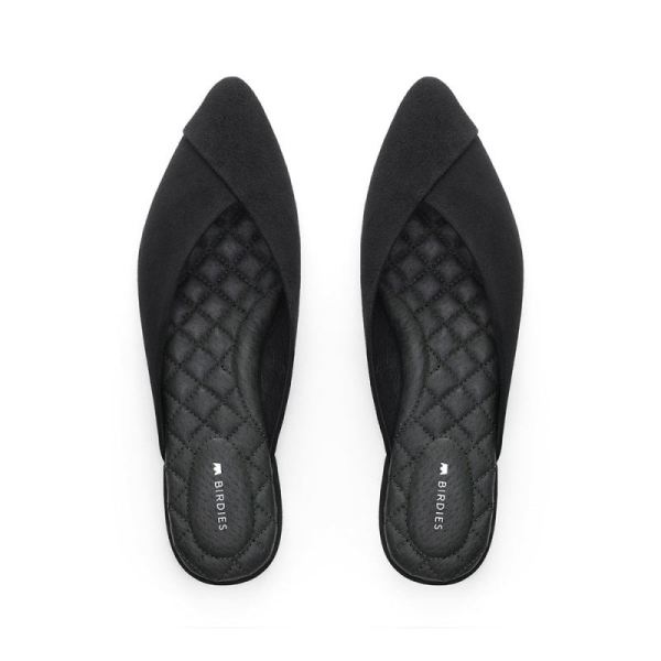 Birdies | The Swan-Black Suede Women Slide-Black