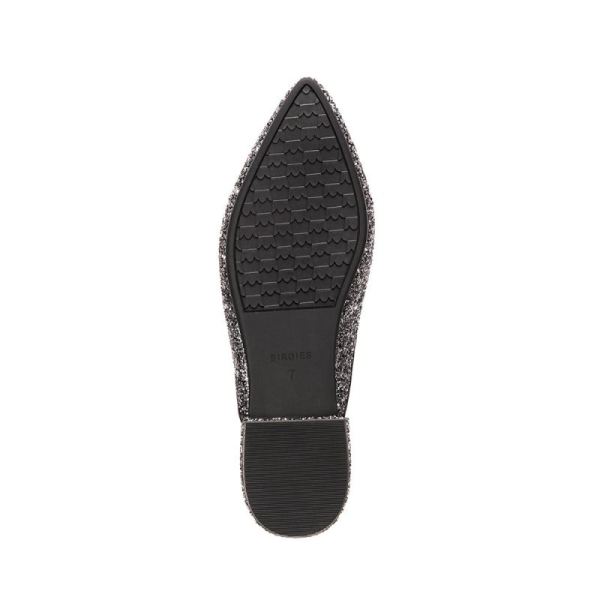 Birdies | The Swan-Jeweled Black Sparkle Women Slide-Jeweled Gunmetal Sparkle