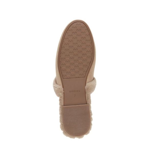 Birdies | The Songbird-Brown Suede Fur-Lined Women Slide-Biscotti Faux Fur