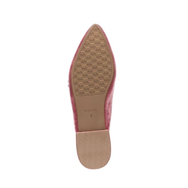 Birdies | The Swan-Jeweled Pink Velvet Women Slide-Jeweled Raspberry