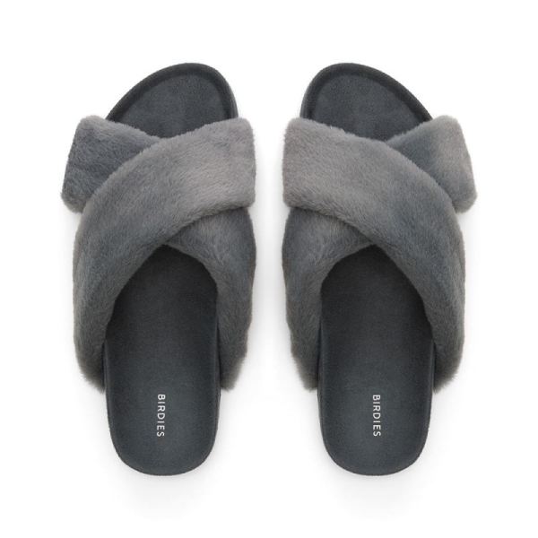 Birdies | The Robin-Gray Faux Fur Women Slide-Pewter Faux Fur