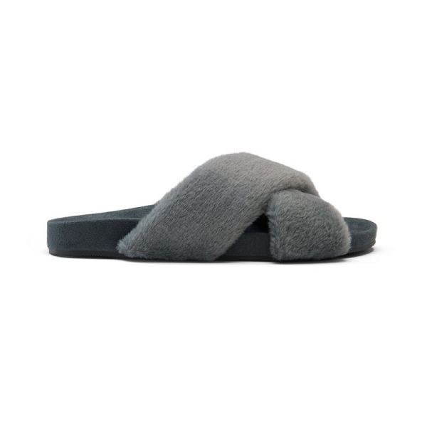Birdies | The Robin-Gray Faux Fur Women Slide-Pewter Faux Fur
