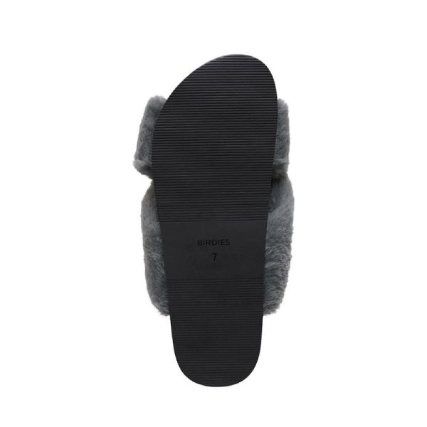 Birdies | The Robin-Gray Faux Fur Women Slide-Pewter Faux Fur