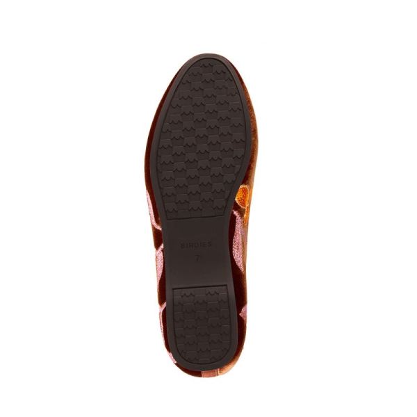 Birdies | The Starling-Cider Orange Floral Velvet Women Flat-Cider Floral