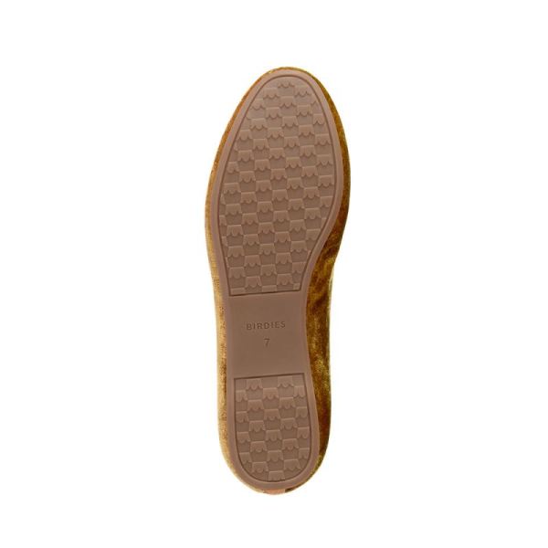 Birdies | The Starling-Gold Velvet Faux Fur Women Flat-Amber Faux Fur