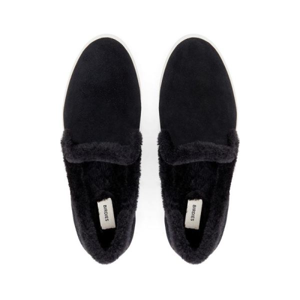 Birdies | The Swift-Black Suede Faux Fur Women Shoes-Black Faux Fur