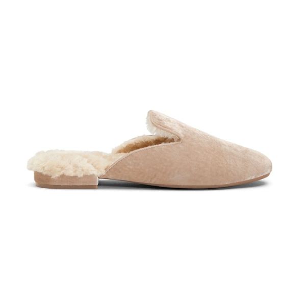 Birdies | The Phoebe-Ivory/Cream Velvet Fur-Lined Women Slide-Cream Faux Fur