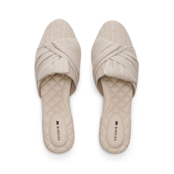 Birdies | The Songbird-Vegan Neutral Linen Women Slide-Natural Stripe