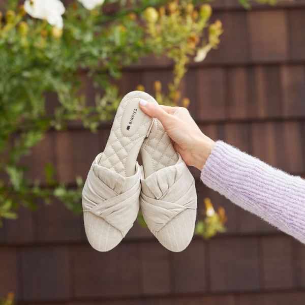 Birdies | The Songbird-Vegan Neutral Linen Women Slide-Natural Stripe
