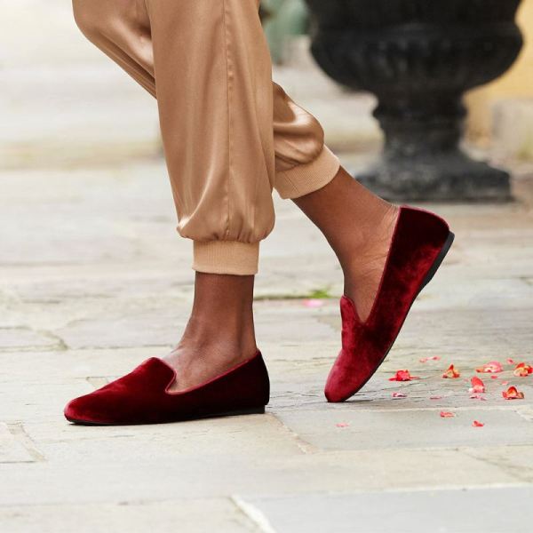 Birdies | The Starling-Red Velvet Women Flat-Crimson