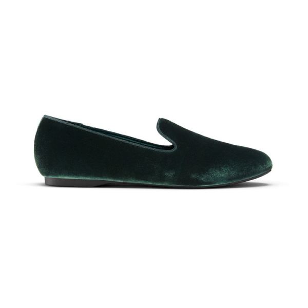Birdies | The Starling-Green Velvet Women Flat-Hunter Green