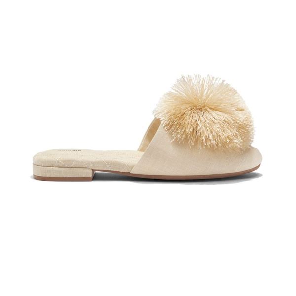 Birdies | The Songbird-Vegan Cream Linen Women Slide-Linen