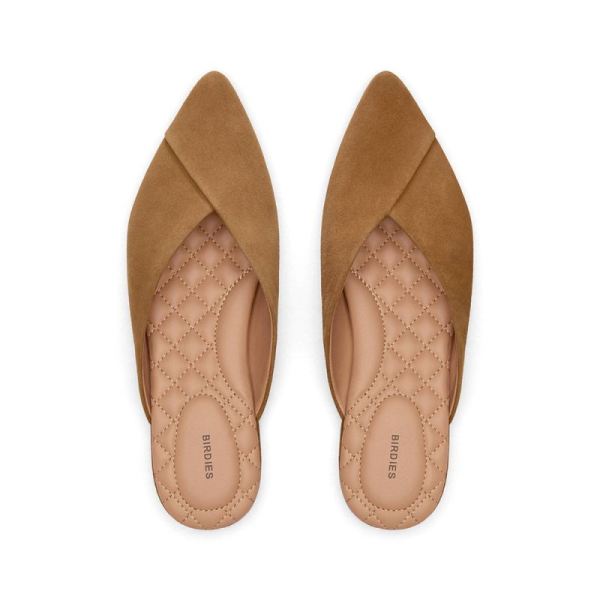 Birdies | The Swan-Brown Suede Women Slide-Golden Oak