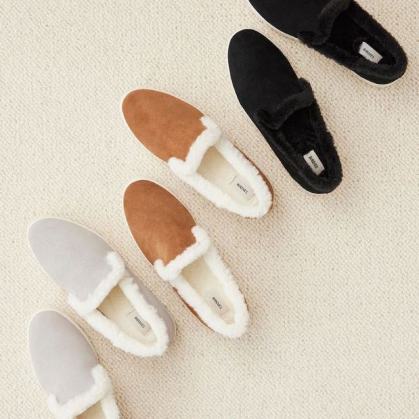 Birdies | The Swift-Gray Suede Faux Fur Women Shoes-Dove Gray Faux Fur