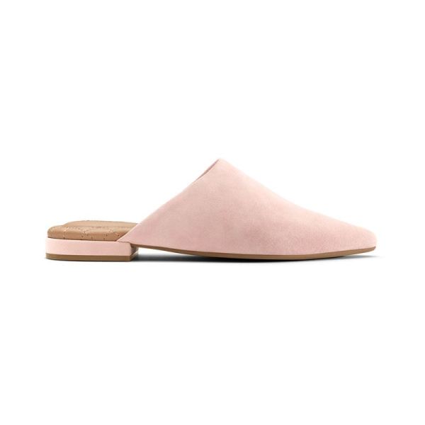 Birdies | The Lark-Pink Suede Pointed Toe Women Slide-Pink Chiffon