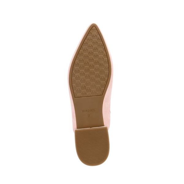 Birdies | The Lark-Pink Suede Pointed Toe Women Slide-Pink Chiffon