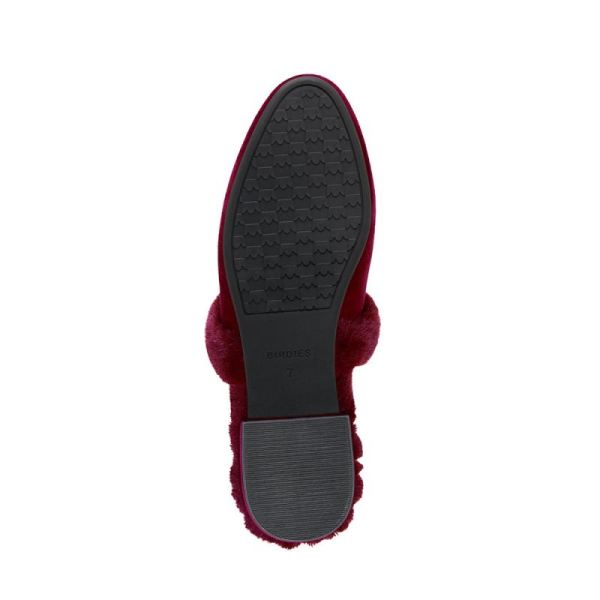 Birdies | The Songbird-Red Suede Fur-Lined Women Slide-Merlot Faux Fur