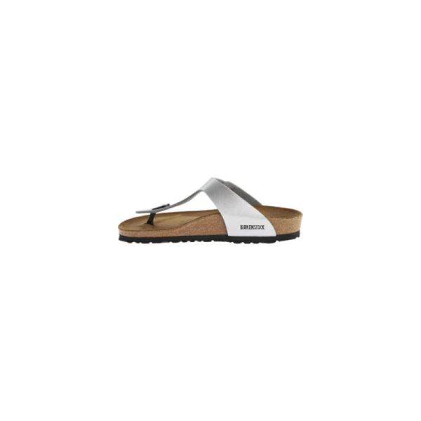 Birkenstock-Women's Gizeh Birko Flor Thong Sandal Silver Birko Flor