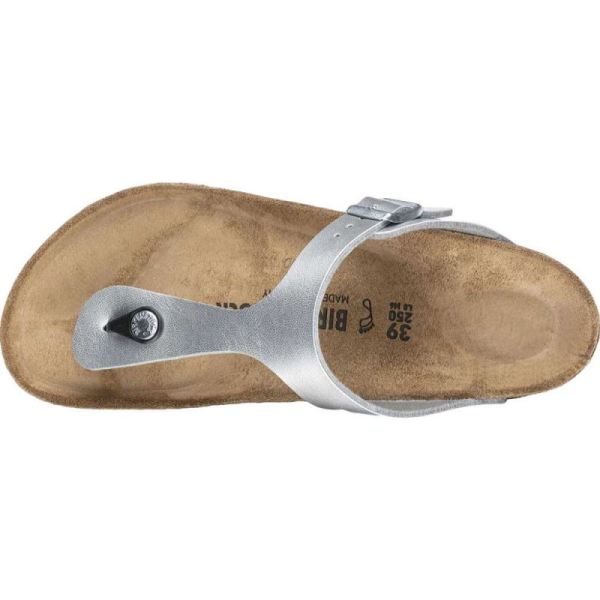 Birkenstock-Women's Gizeh Birko Flor Thong Sandal Silver Birko Flor