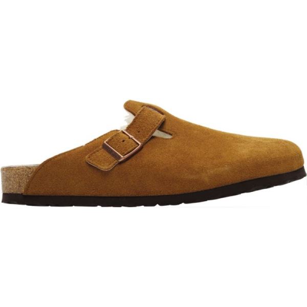 Birkenstock-Men's Boston Shearling Clog Mink/Natural Suede
