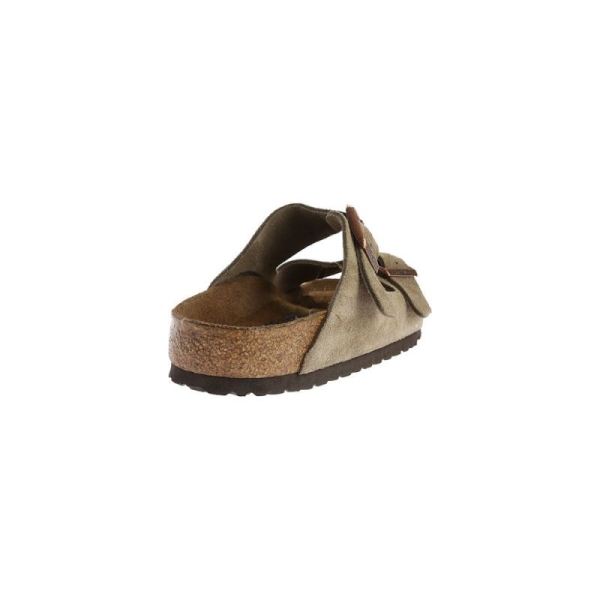 Birkenstock-Men's Arizona Suede with Soft Footbed Slide Taupe Suede with Soft Footbed
