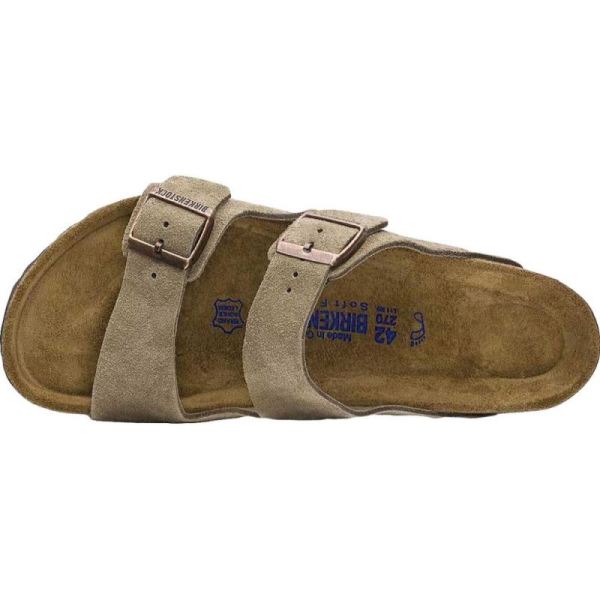 Birkenstock-Men's Arizona Suede with Soft Footbed Slide Taupe Suede with Soft Footbed