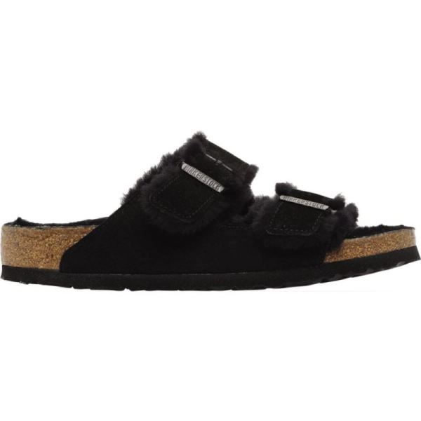 Birkenstock-Men's Arizona Shearling Slide Black/Black Suede
