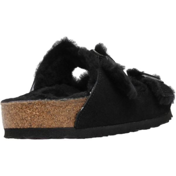 Birkenstock-Men's Arizona Shearling Slide Black/Black Suede