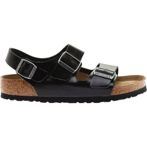 Birkenstock-Men's Milano Amalfi Leather with Soft Footbed Active Sandal Black Amalfi Leather