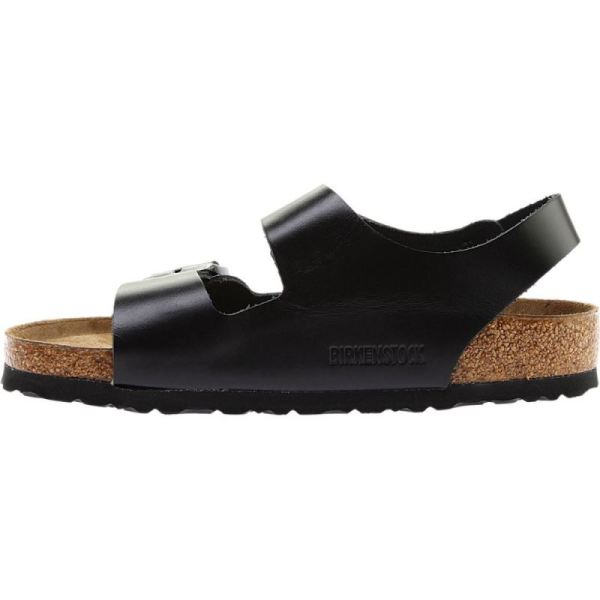 Birkenstock-Men's Milano Amalfi Leather with Soft Footbed Active Sandal Black Amalfi Leather
