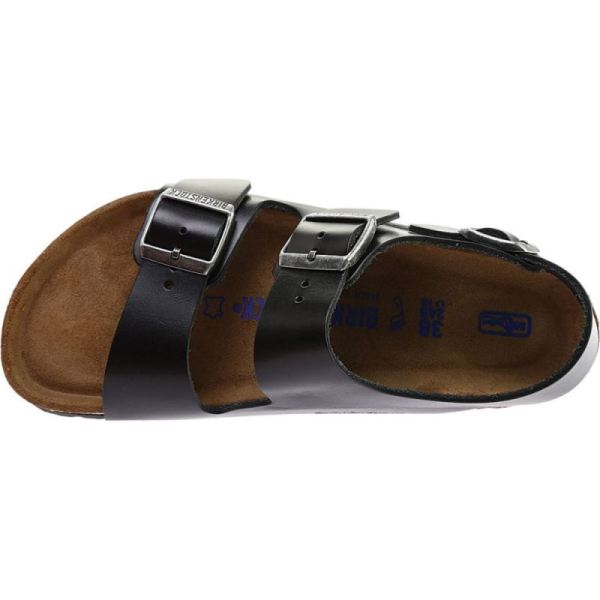 Birkenstock-Men's Milano Amalfi Leather with Soft Footbed Active Sandal Black Amalfi Leather