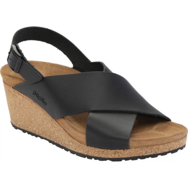 Birkenstock-Women's Papillio Samira Wedge Slingback Black Natural Leather