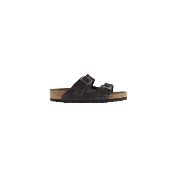 Birkenstock-Men's Arizona Suede with Soft Footbed Slide Velvet Gray Suede with Soft Footbed