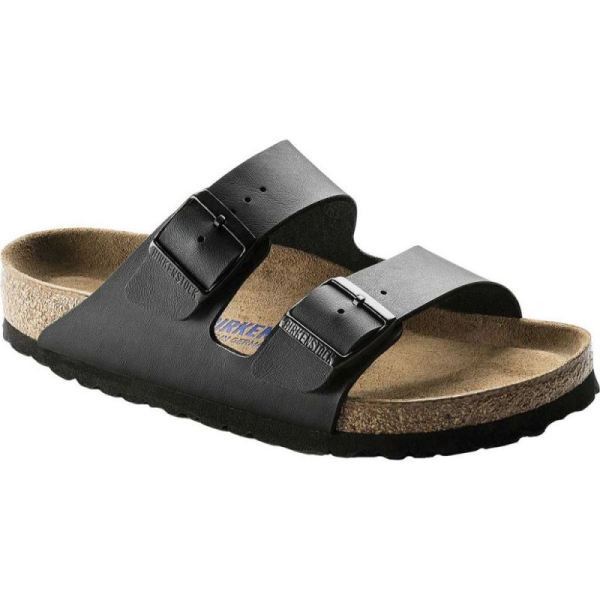 Birkenstock-Men's Arizona Soft Footbed Birko-Flor Slide Black Synthetic Leather