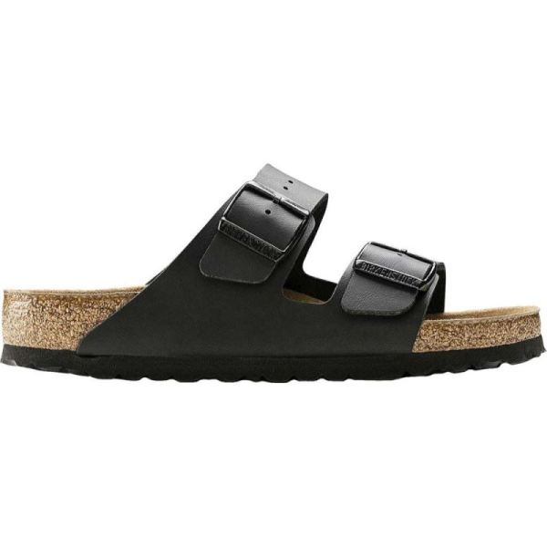 Birkenstock-Men's Arizona Soft Footbed Birko-Flor Slide Black Synthetic Leather
