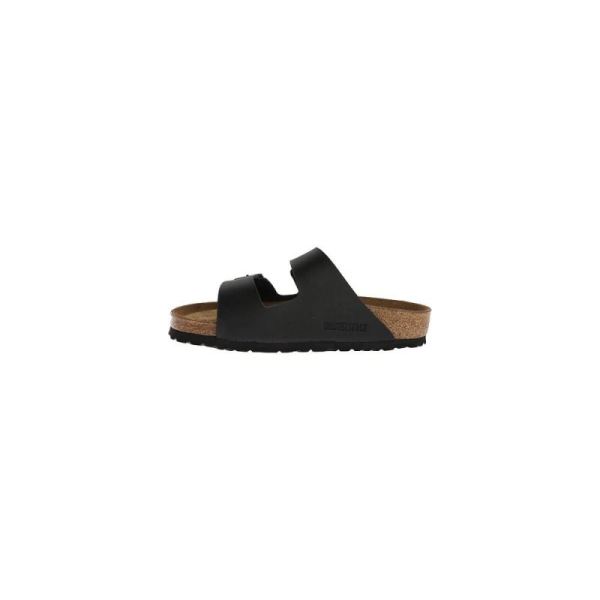 Birkenstock-Men's Arizona Soft Footbed Birko-Flor Slide Black Synthetic Leather