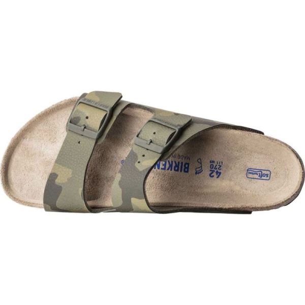 Birkenstock-Men's Arizona Soft Footbed Birko-Flor Slide Desert Soil Camo Green Birko-Flor