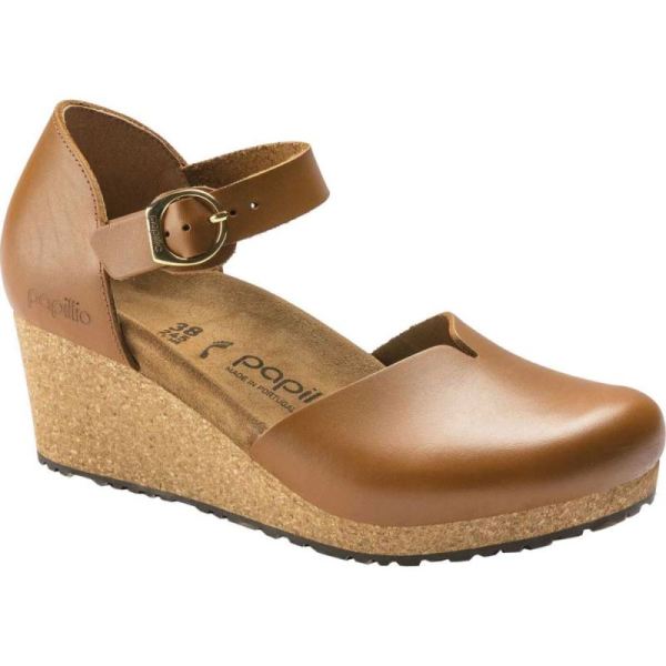 Birkenstock-Women's Papillio Mary Wedge Closed Toe Sandal Ginger Brown Leather