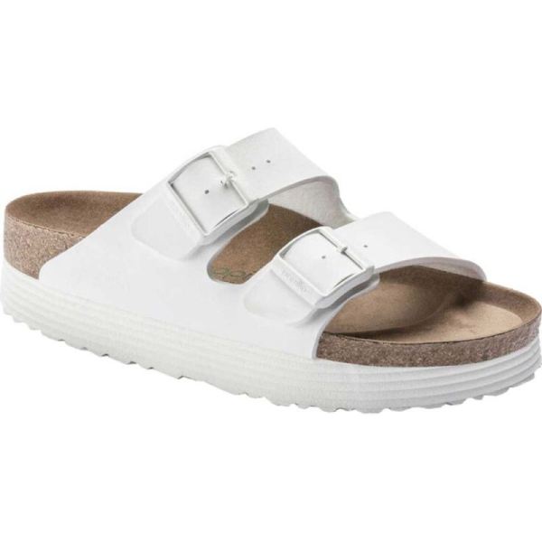 Birkenstock-Women's Arizona Platform Vegan Slide White Birko-Flor