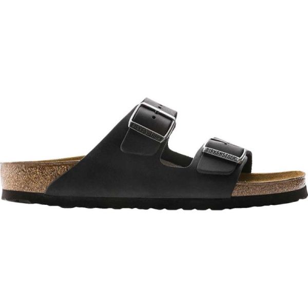 Birkenstock-Men's Arizona Oiled Leather Slide Black Oiled Leather