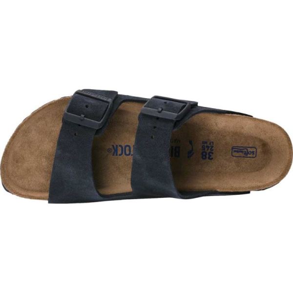 Birkenstock-Men's Arizona Suede Soft Footbed Two Strap Slide Navy Suede