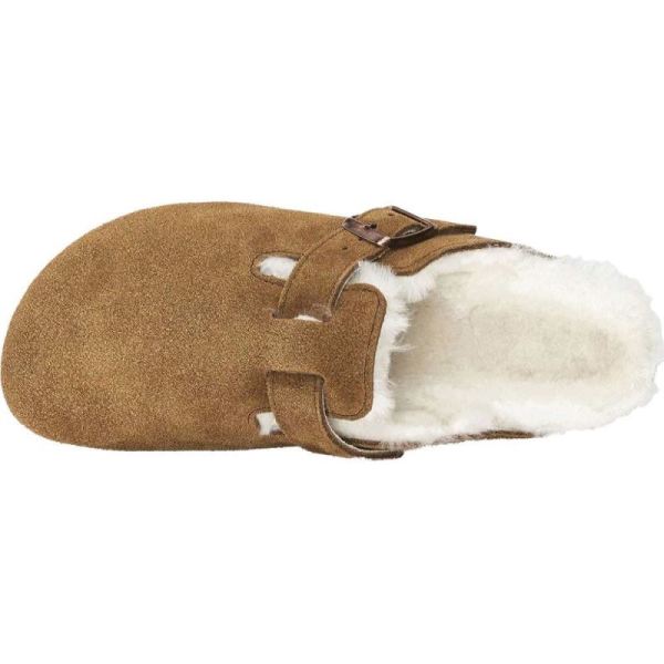 Birkenstock-Women's Boston Suede Shearling Clog Mink Suede/Natural Shearling