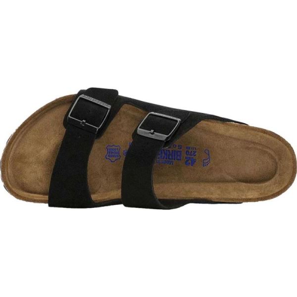 Birkenstock-Men's Arizona Suede with Soft Footbed Slide Black Suede with Soft Footbed