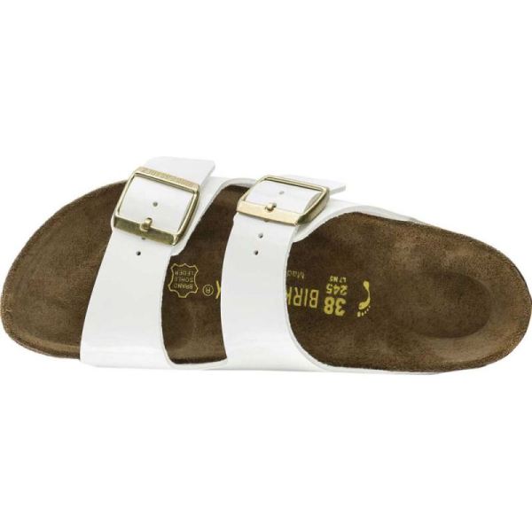 Birkenstock-Women's Arizona Birko-Flor Slide White Patent Birko-Flor
