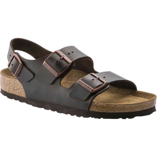 Birkenstock-Men's Milano Amalfi Leather with Soft Footbed Active Sandal Brown Amalfi Leather