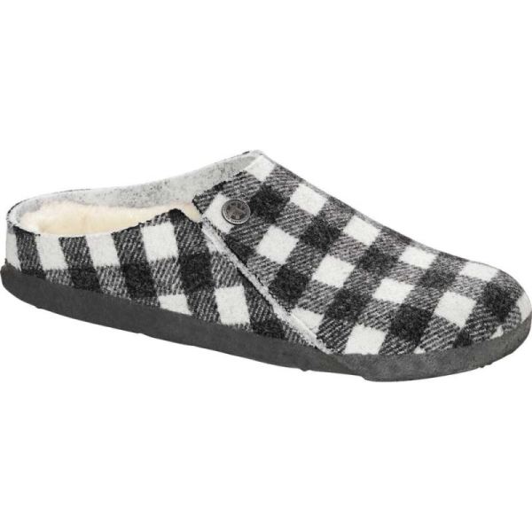 Birkenstock-Women's Zermatt Shearling Clog Slipper Plaid White/Natural Wool