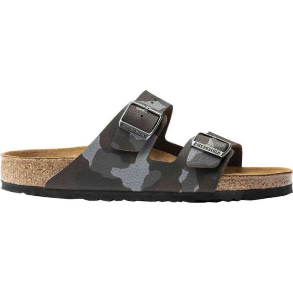 Birkenstock-Men's Arizona Soft Footbed Birko-Flor Slide Desert Soil Camo Brown Birko Flor